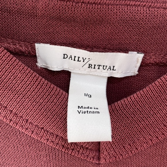 Daily Ritual Women's Burgundy Sunwashed Sleeveless Modal Blend V Neck Romper L - Picture 7 of 8